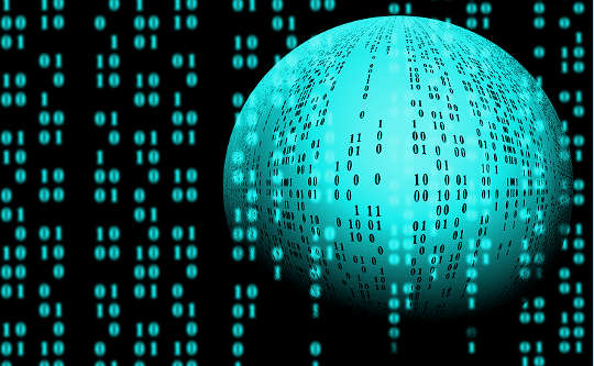 Gaia’s Own Journey: Unity in Diversity globe covered with binary numbers zeroes and ones