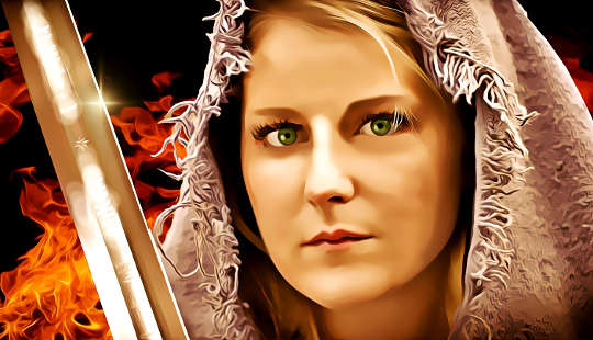 Ethics and the Warrior Within a female warrior holding a shining sword