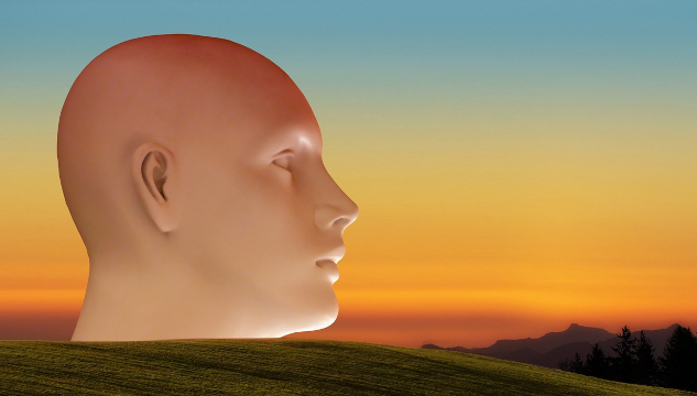 Zen, Shrooms, and Shrinks: One Woman’s Journey Side image of the face pf a man superimposed over the sunset. Image by Gerd Altmann from Pixabay.